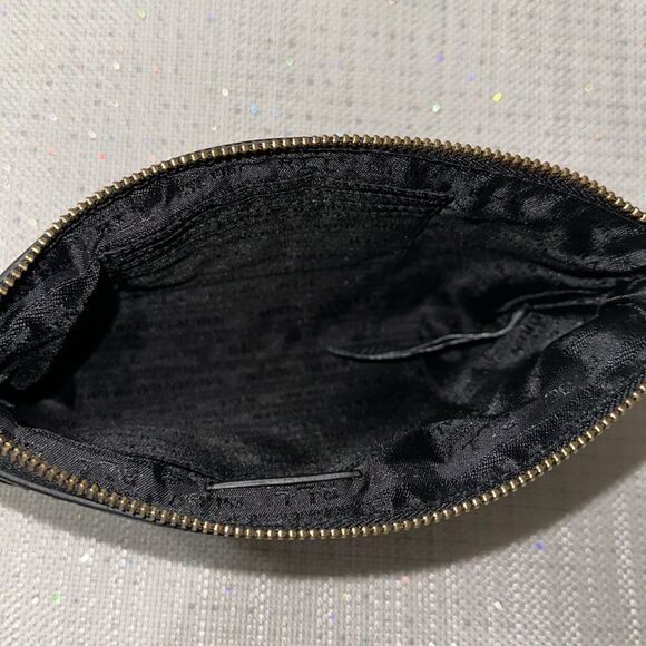 LRL Black Gold Tone Raffia Paper Straw Woven Faux Leather Clutch - Picture 6 of 8